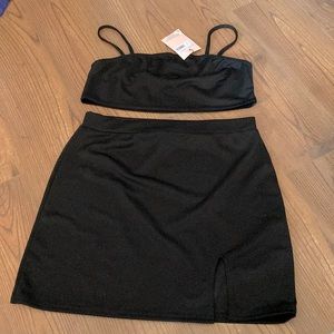 Black mini skirt & top set